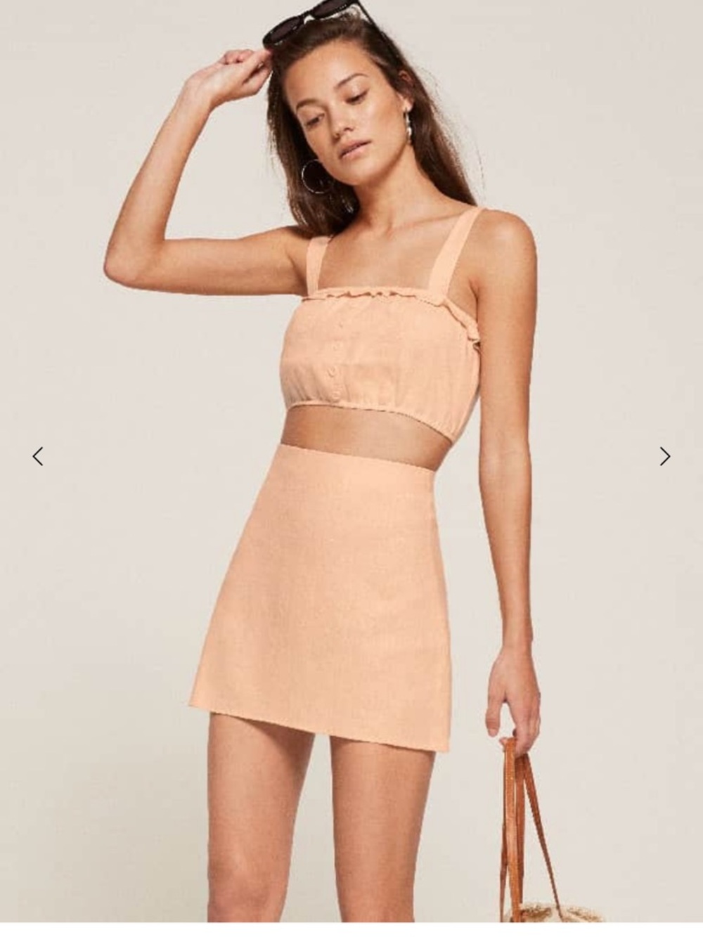 Reformation Soft Peach Sleeveless Crop Set